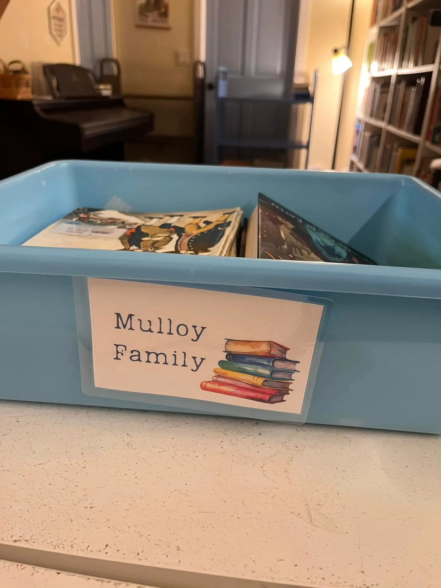 Using the colored bins with the patron name tags